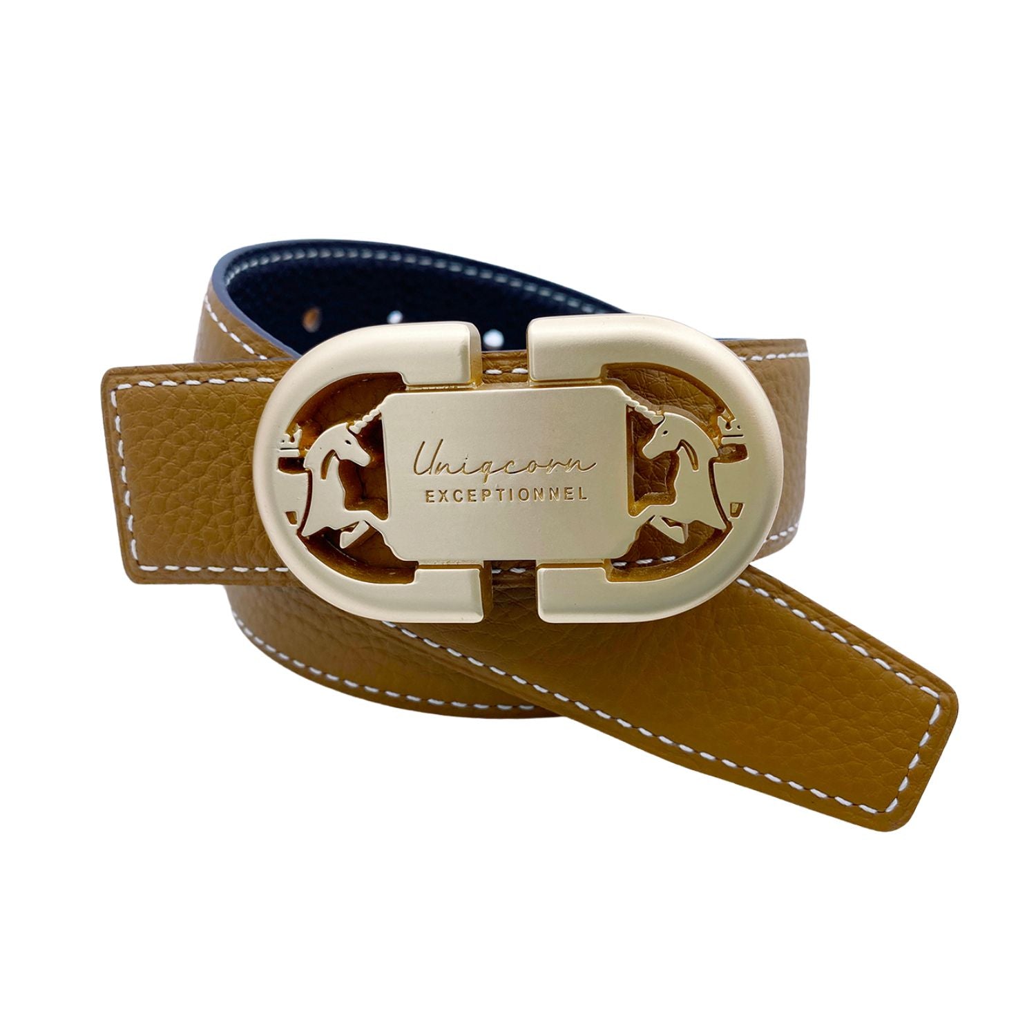 Equestrian Heritage Leather Belt Buckle with Reversible French