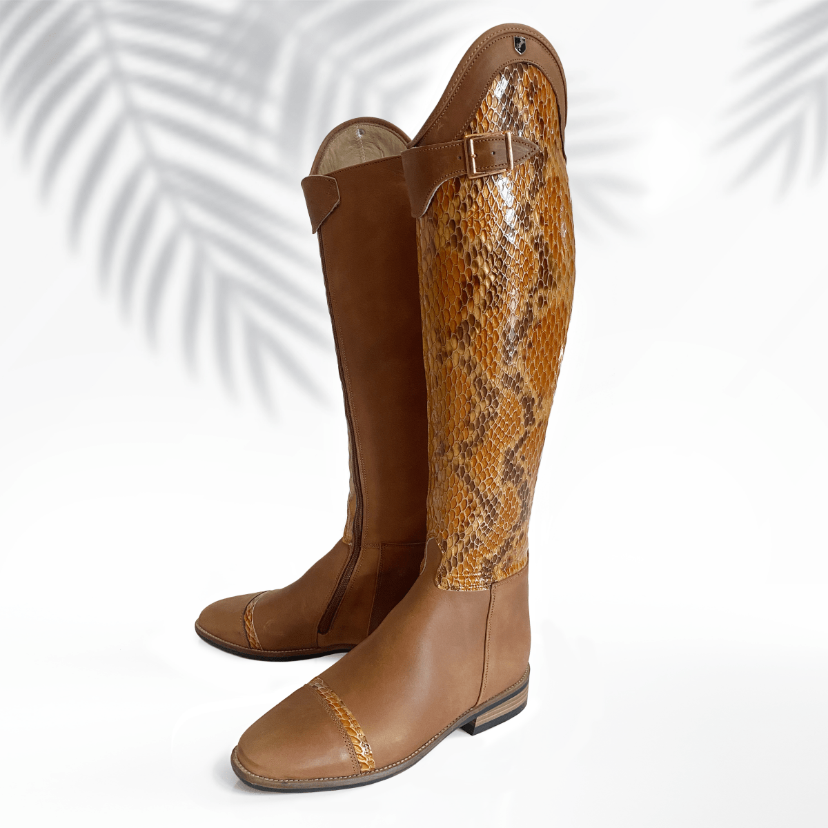 Custom Made Dressage Boot with Patent Reptile Printed Leather