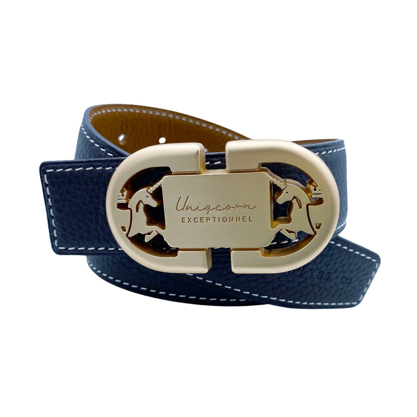 Equestrian Heritage Leather Belt Buckle with Reversible French Leather Belt