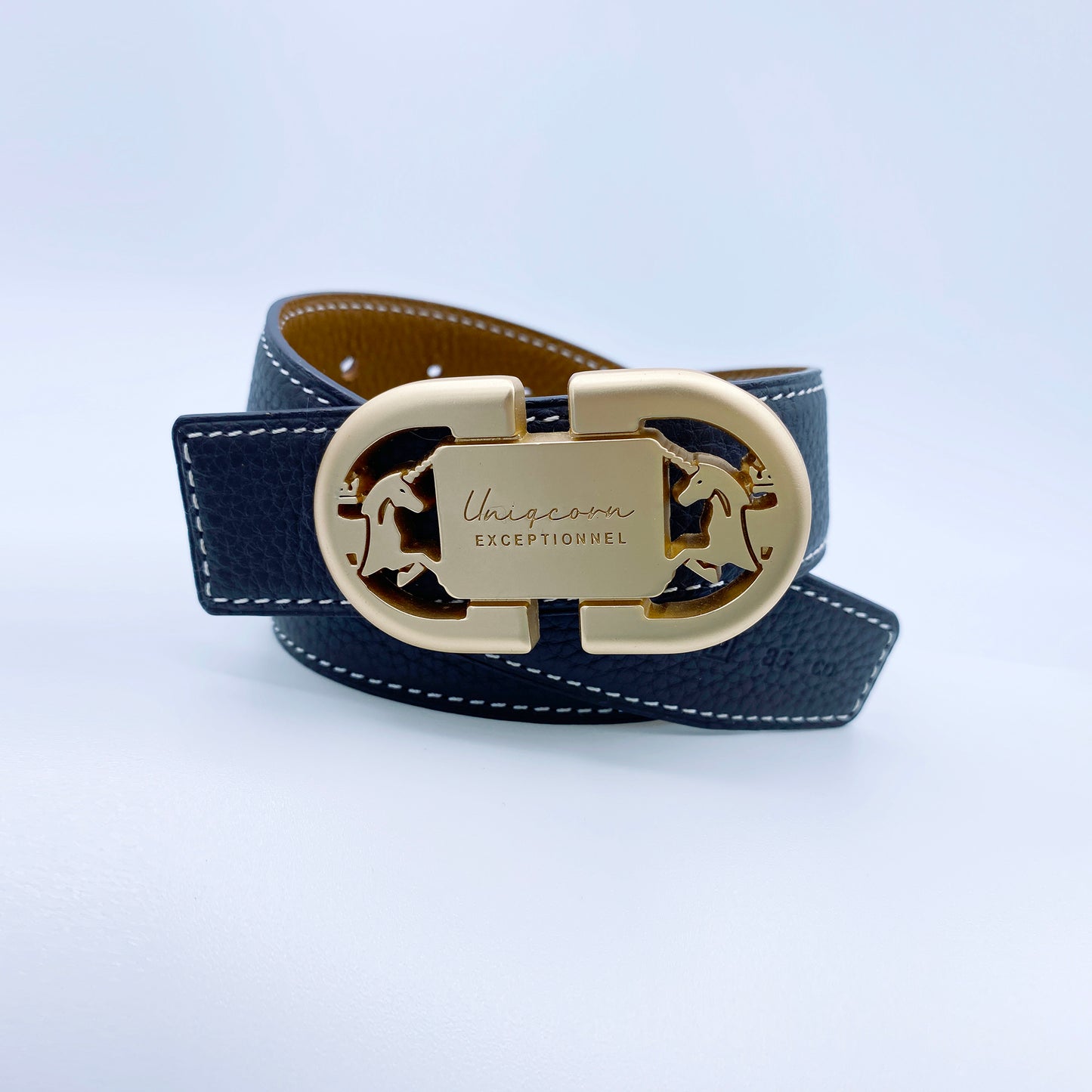 Equestrian Heritage Leather Belt Buckle with Reversible French Leather Belt