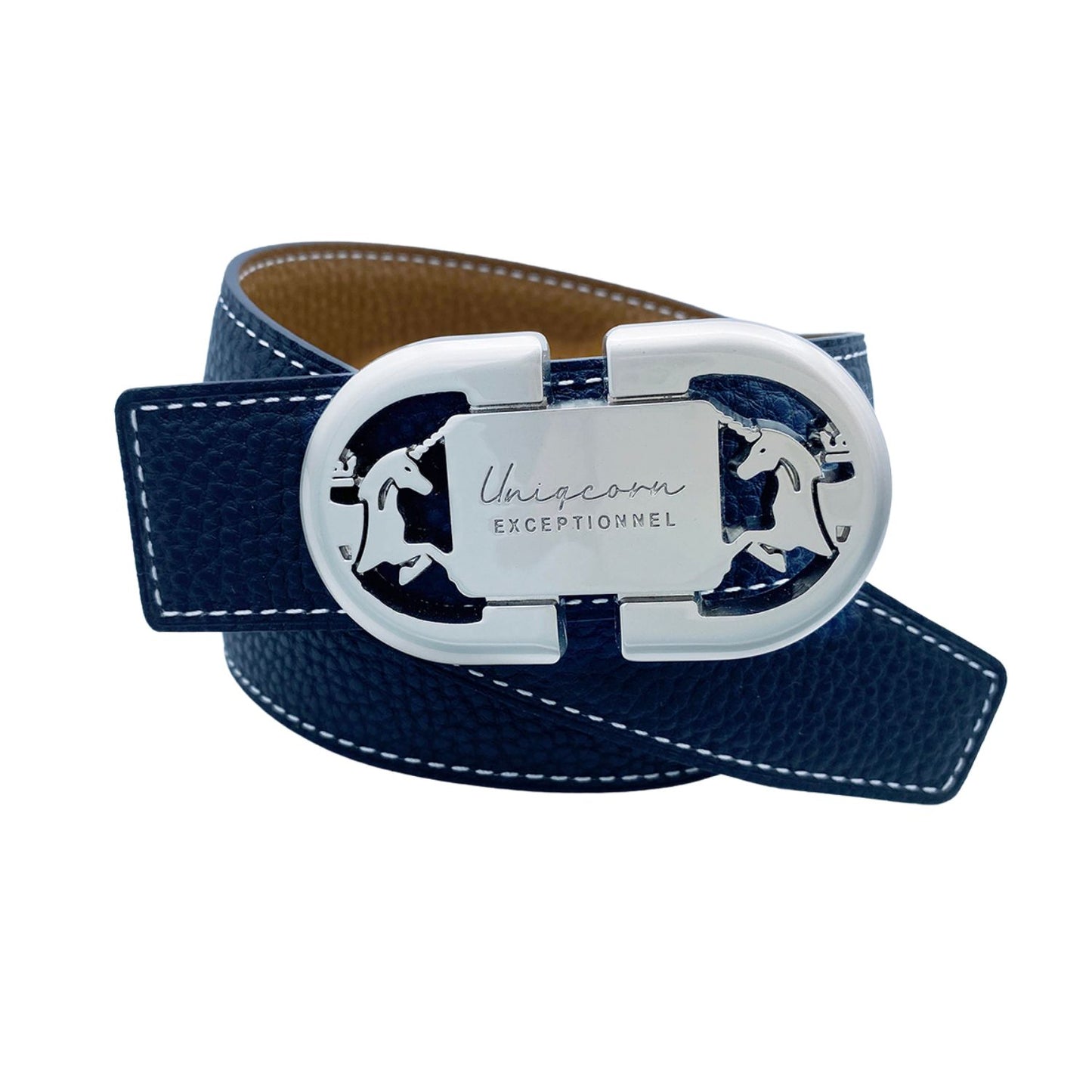 Equestrian Heritage Leather Belt Buckle with Reversible French Leather Belt