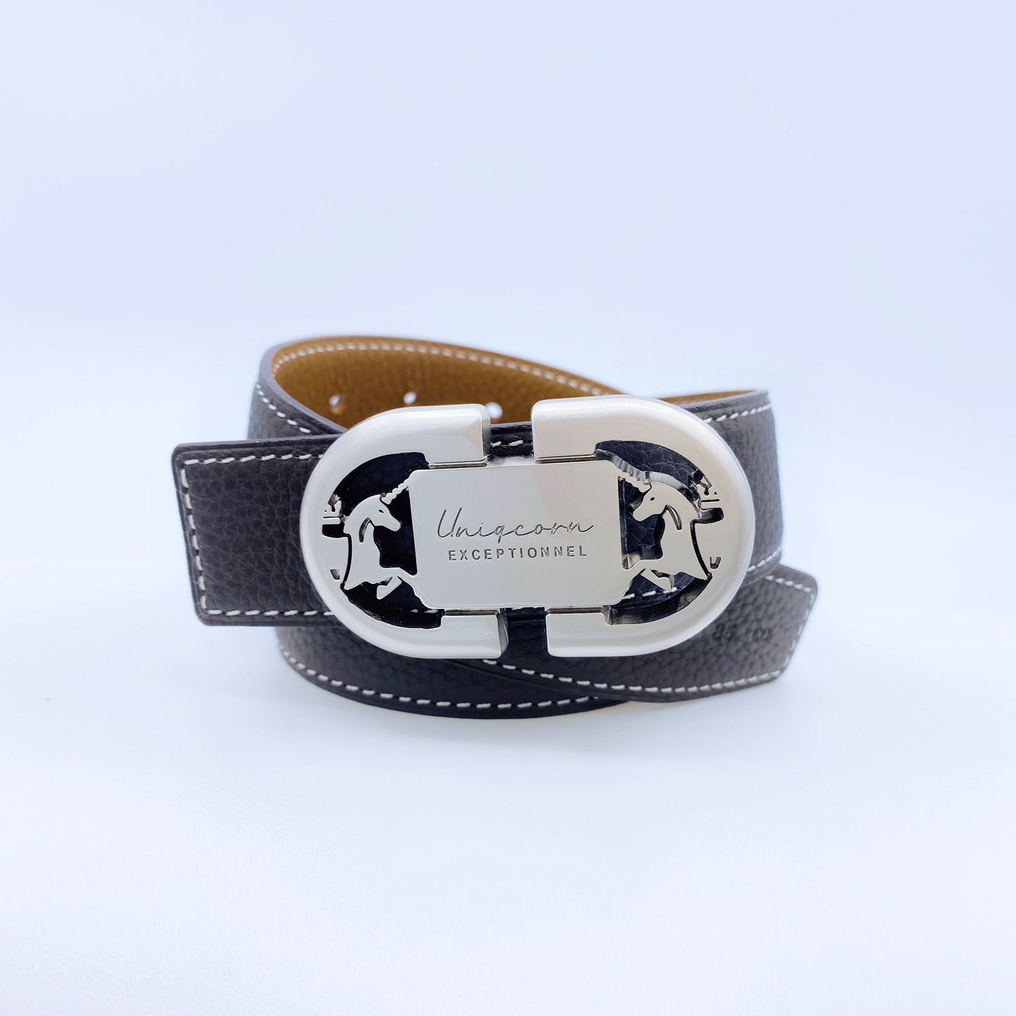 Equestrian Heritage Leather Belt Buckle with Reversible French Leather Belt