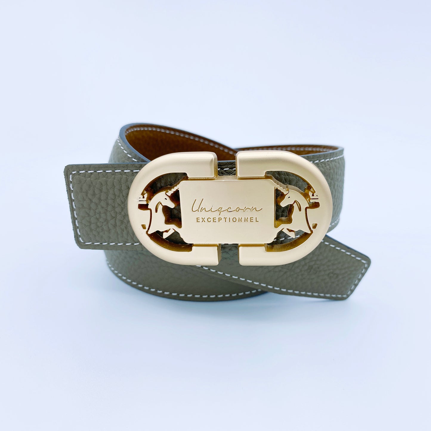 Equestrian Heritage Leather Belt Buckle with Reversible French Leather Belt