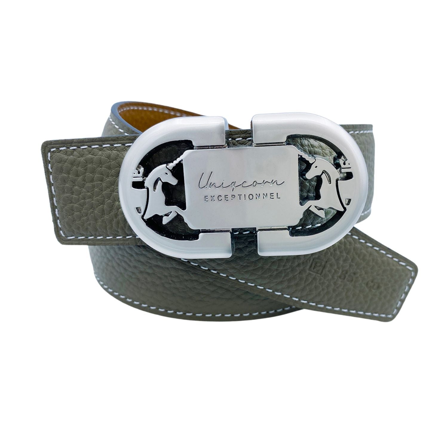 Equestrian Heritage Leather Belt Buckle with Reversible French Leather Belt
