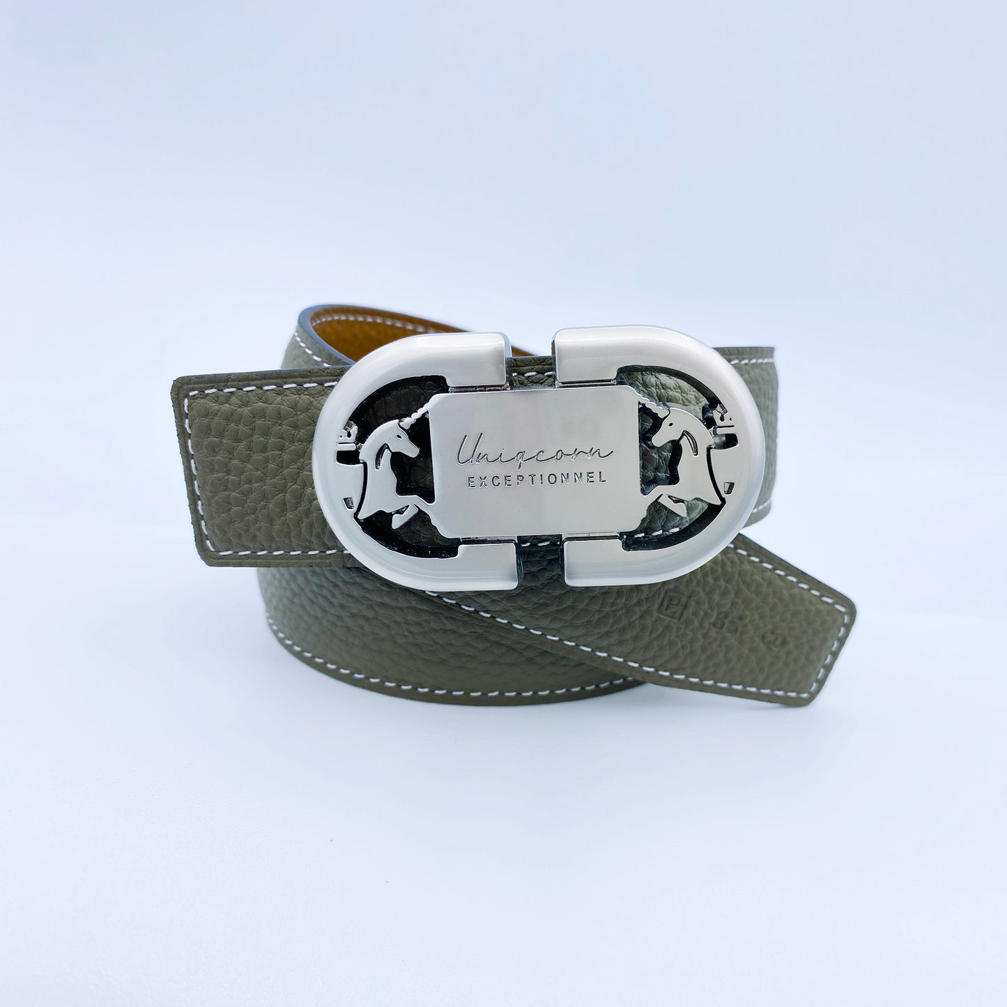 Equestrian Heritage Leather Belt Buckle with Reversible French Leather Belt