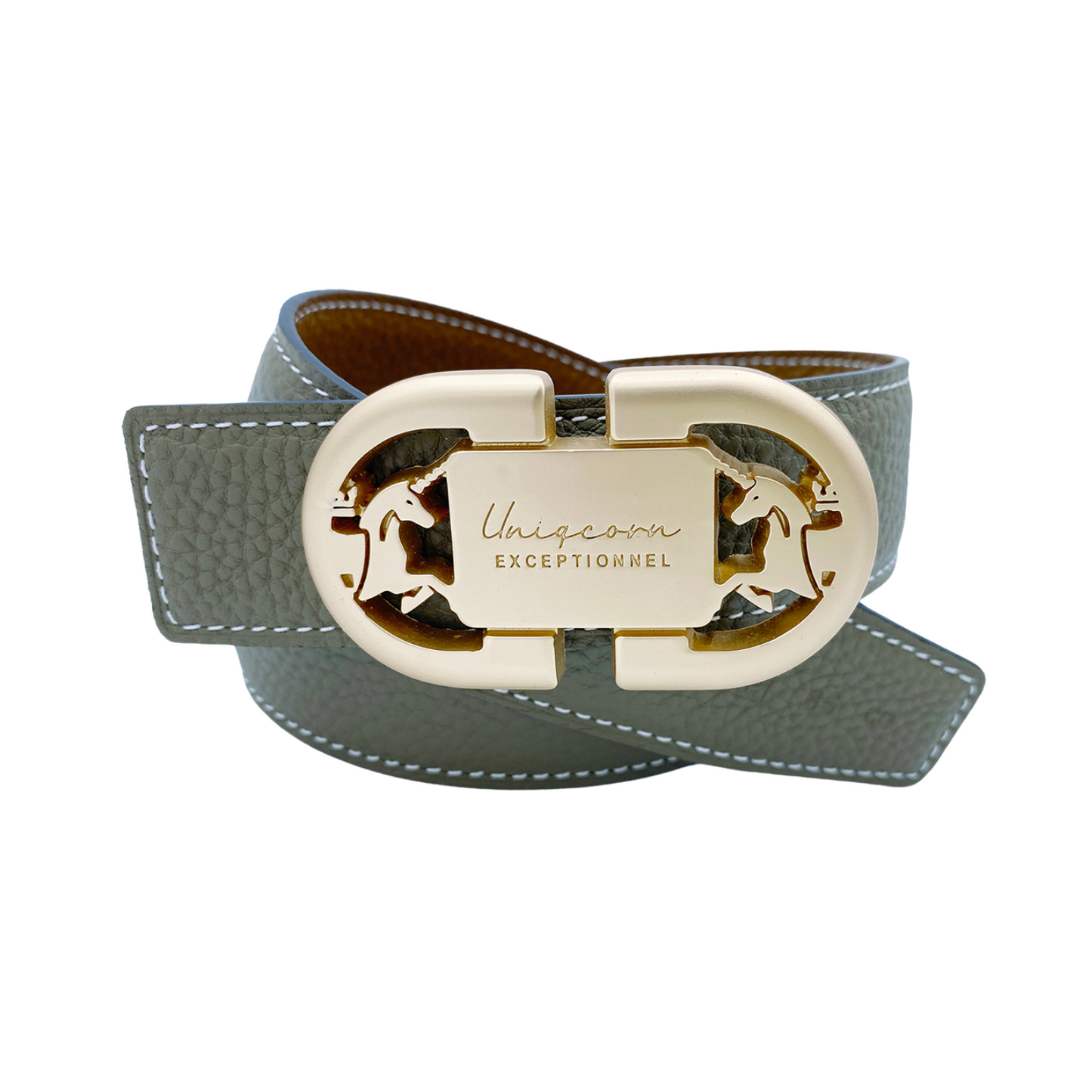 Equestrian Heritage Leather Belt Buckle with Reversible French Leather Belt