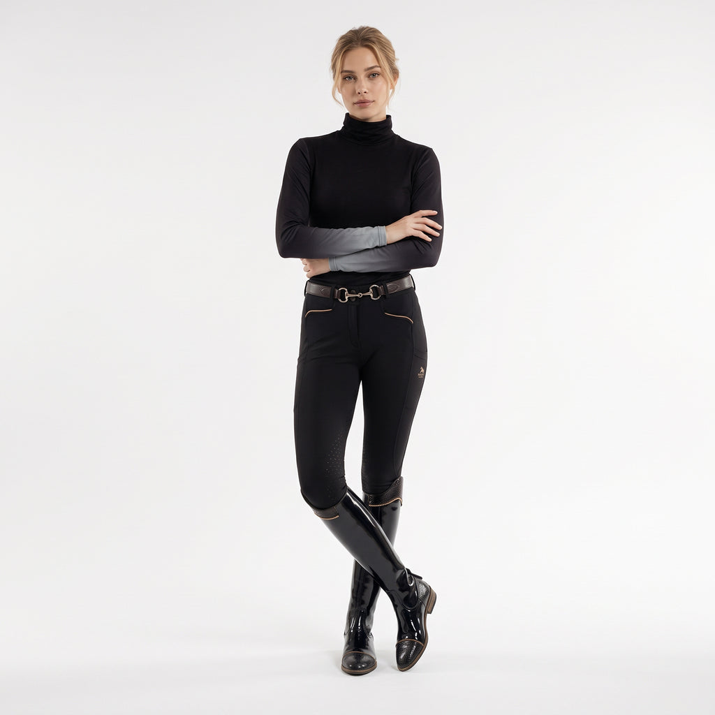 Equestrian Éco Collection Long Sleeve Sun Shirt with Ombré Mesh Sleeves “Black Graphite Ombré"