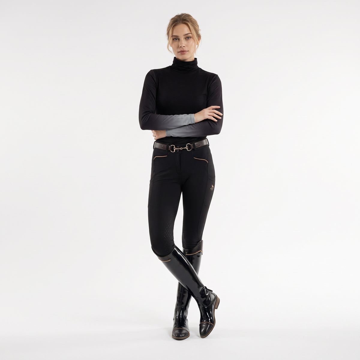 Equestrian Éco Collection Long Sleeve Sun Shirt with Ombré Mesh Sleeves “Black Graphite Ombré"