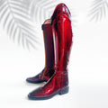 Custom Patent Leather Dressage Boot "Vermillion" Croco Details & Rose Gold Zipper