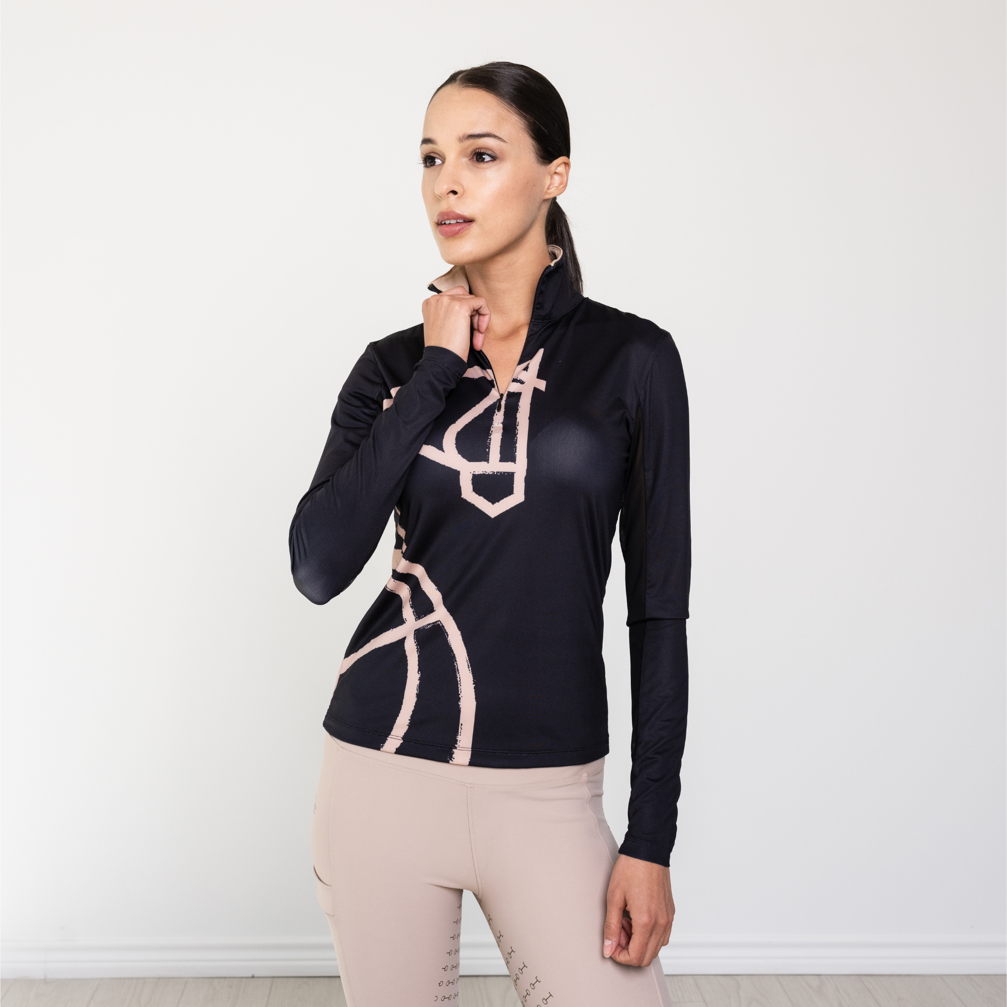 Equestrian Long Sleeve Sun Shirt "Painted Horse" Black – UPF 50+