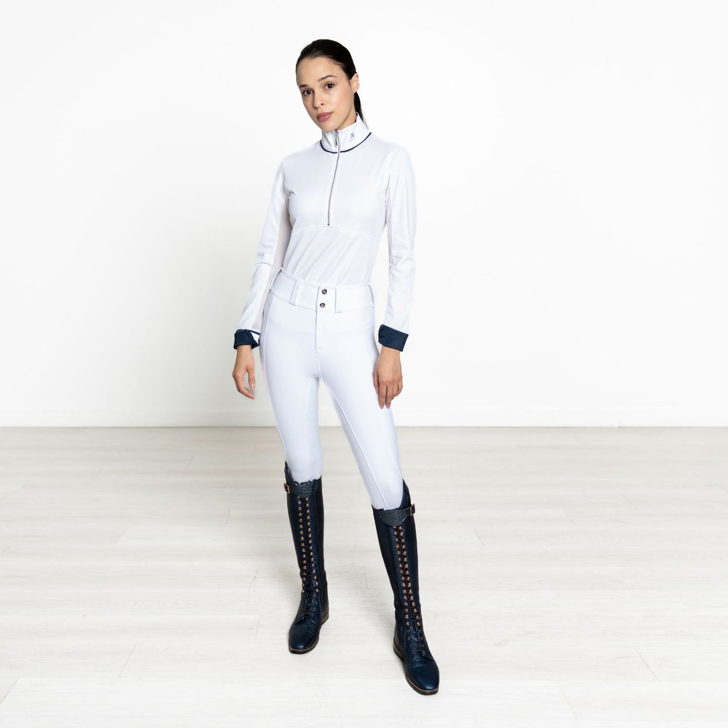 White Dressage Competition Breeches "Grand Prix" – Full Seat Grip with Discreet Phone Pockets
