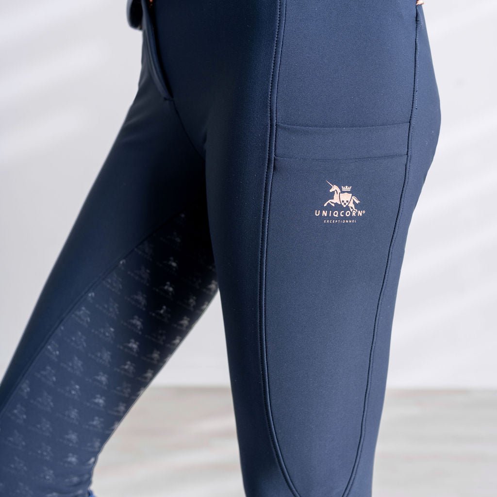 Women's Dressage Training Breeches with Phone Pockets & Rose Gold Details