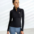 Ultra-Soft Black Equestrian Long Sleeve Base Layer with Thumbholes for colder weather