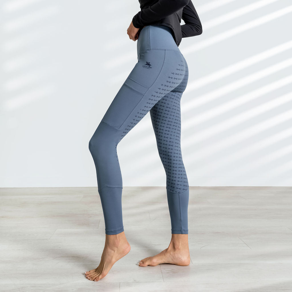 Hi-Rise Equestrian Tights "Smoked Blue" - Uniqcorn Exceptionnel